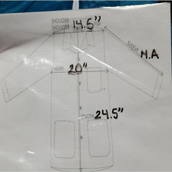 LANDS' END Blue Gray Side Panel 3 Pockets Vest Jacket Full Zip Size M High Neck - Picture 11 of 11